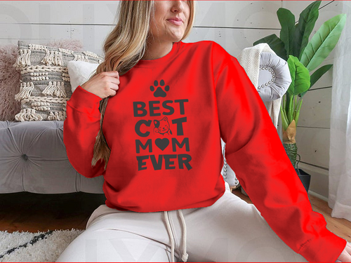 Best Cat Mom Ever Quote Simple Cartoon Typography And Artwork Design