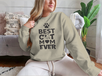 Best Cat Mom Ever Quote Simple Cartoon Typography And Artwork Design