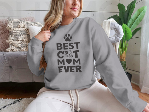 Best Cat Mom Ever Quote Simple Cartoon Typography And Artwork Design