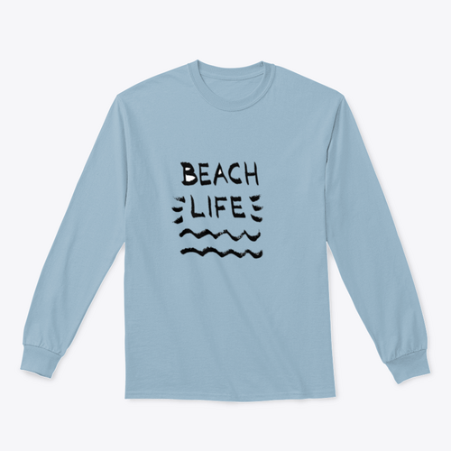 Beach Life Lettering Summer Quote, Black Letters On White Background