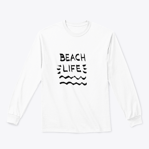 Beach Life Lettering Summer Quote, Black Letters On White Background