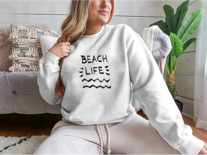 Beach Life Lettering Summer Quote, Black Letters On White Background