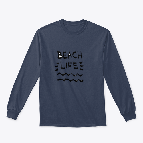 Beach Life Lettering Summer Quote, Black Letters On White Background