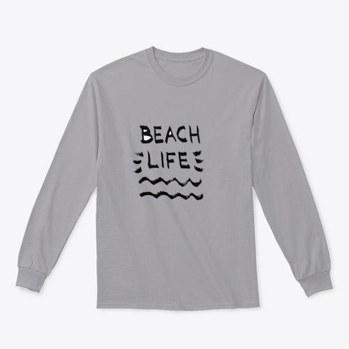 Beach Life Lettering Summer Quote, Black Letters On White Background