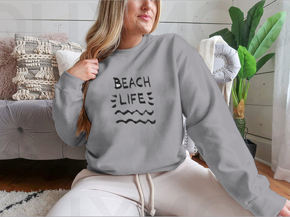 Beach Life Lettering Summer Quote, Black Letters On White Background