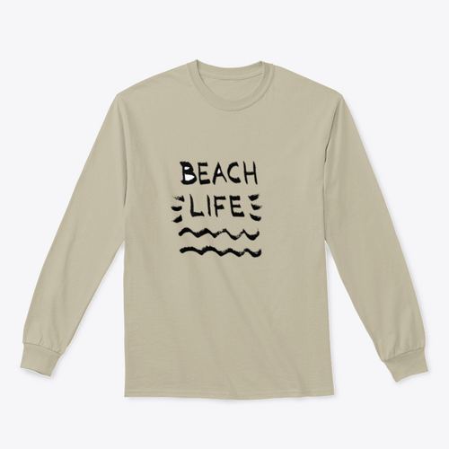 Beach Life Lettering Summer Quote, Black Letters On White Background