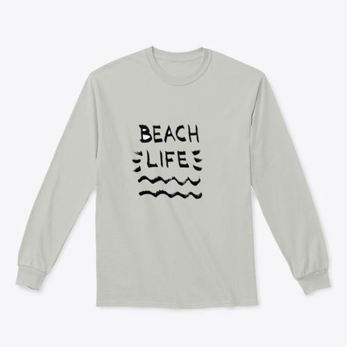 Beach Life Lettering Summer Quote, Black Letters On White Background