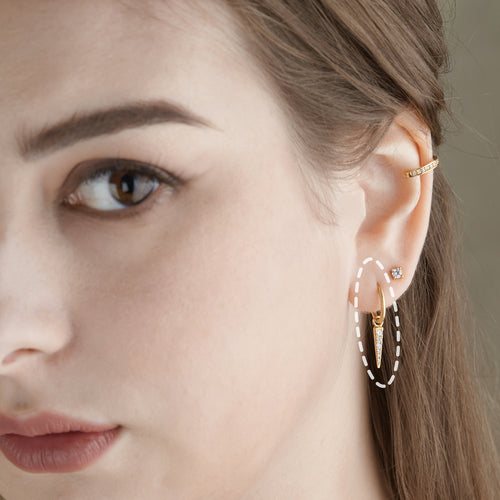 Spike Charm CZ Hoops Earrings Delicate Earrings